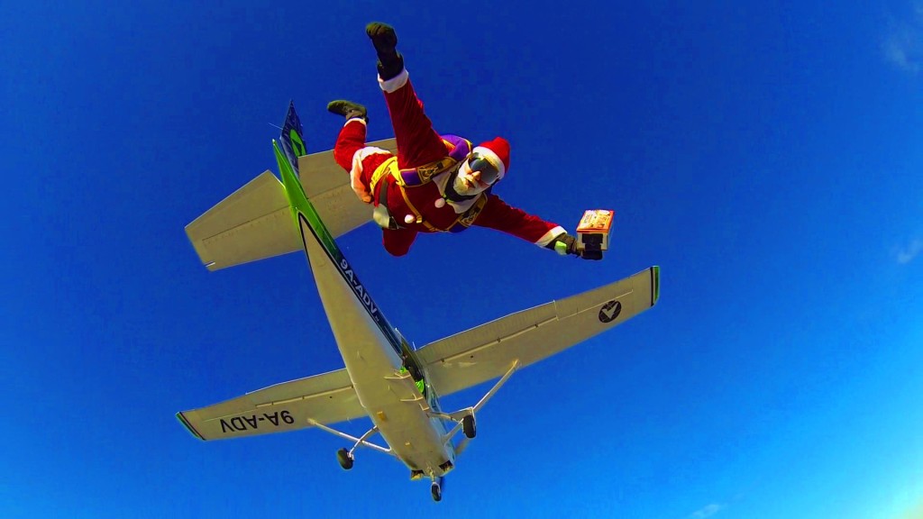 Skydiving santa calus in Croatia