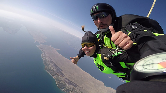 girl skydiving in Croatia