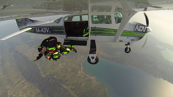 jumping out of airplane
