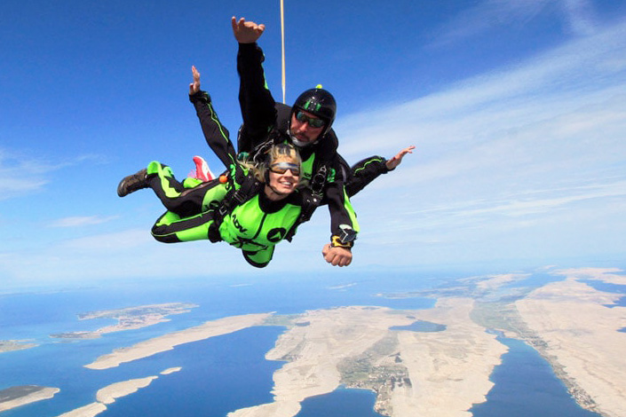 Happy skydiver in Croatia