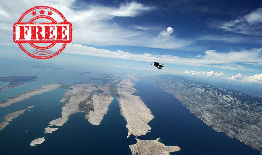 Free skydiving in Zadar Croatia